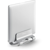 ONKRON Vertikaler Laptop Ständer Standfuss für 10“-15,8“ Zoll Diagonale dickenverstellbar 12-27 mm tragbar bis zu 10 kg DN02 Silber