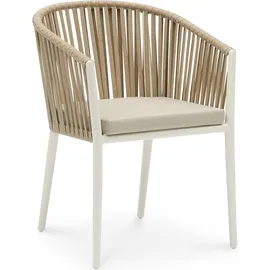 Idimex Gartenmöbelset ISOLA mit 8 Stühlen, Weiß/Beige – wetterfeste Essgruppe, Gartentisch 180 x 100 cm mit WPC Tischplatte und stapelbare Gartenstü... - Weiß