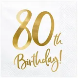 Partydeco Servietten Birthday Gold 80th. 33x33cm/20St.