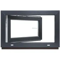 Kellerfenster - Kunststoff - Fenster - innen weiß/außen anthrazit - BxH: 80 x 50 cm - 800 x 500 mm - DIN Rechts - 2 fach Verglasung - 60 mm Profil