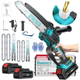 Mini Kettensäge mit Akku 8000mAh, 8-Zoll & 6-Zoll Mini Kettensäge Elektro mit Automatischer Öler und 2 * 4000mAh Bürstenlose Handkettensäge Akku für Gartenscheren Astschere Holzschneidenz