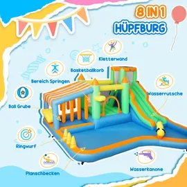 aiyaplay Hüpfburg mit Wasserrutsche 416 x 370 x 195 cm Mehrfarbig