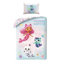 Halantex Gabby's DOLLHOUSE Puppenhaus Meerjungfrau - Willkommen bei Mermaid Landis - Kinderbett-Set 100 x 135 cm, 100% Baumwolle Oeko-Tex - Mehrfarbig