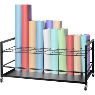 Vevor Blaupausen-Aufbewahrungsregal, Blaupausenhalter mit 50 Fächern und Rädern, mobiler Blaupausen-Aufbewahrungswagen aus Metall für Karten, Poster, Architektur, Rollordnerhalter für Büro, Schule, Studios