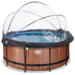 EXIT Swimming Pool Premium Ø 360 x 122 cm braun inkl. Sonnendach