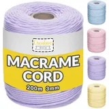Creative Deco Makramee Garn Lila 200 m