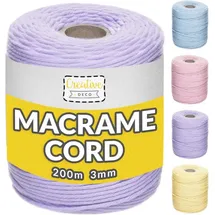 Creative Deco Makramee Garn 200m 2-3 mm lila
