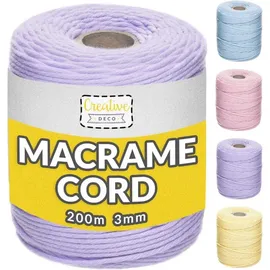 Creative Deco Makramee Garn 200m 2-3 mm lila