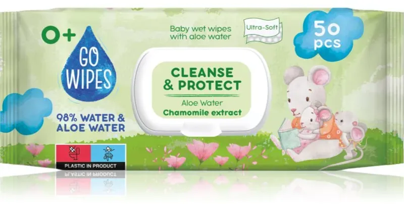GoWipes Cleanse & Protect Chamomile extract sanfte Feuchttücher für Kleinkinder mit Aloe Vera 50 St.