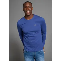 delmao Rundhalsshirt DELMAO, Herren, Gr. L (52/54), blau, Single Jersey, Obermaterial: 100% Baumwolle, unifarben, Basic, Basic schmal, Rundhals, Rippbündchen, Shirts Rundhalsshirt, mit Markenlabel
