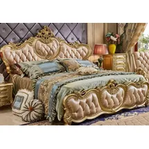 JV Möbel Bett 140 x 200 cm Gold
