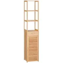 kleankin Badezimmerschrank Bambus Naturholz 32L x 30B x 163H cm