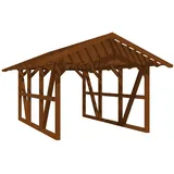 SKANHOLZ Skan Holz Carport Schwarzwald mit Dachlattung 424 x 600 cm Nuss