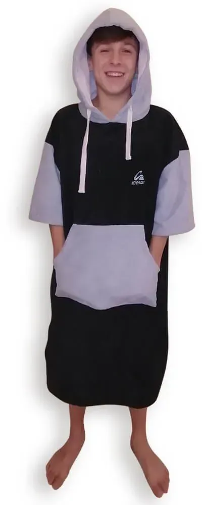 Kynay Microfiber Youth Poncho - Black / Grey - S-M
