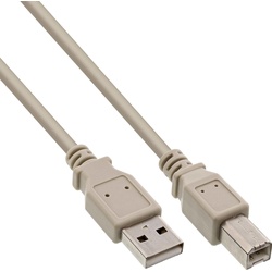 Aquatuning USB 2.0 Kabel, A an B, beige, 5,0m (5 m, USB 2.0), USB Kabel
