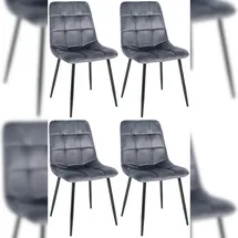 deluke Esszimmerstuhl VOUL Samt Dunkelgrau 4er Set
