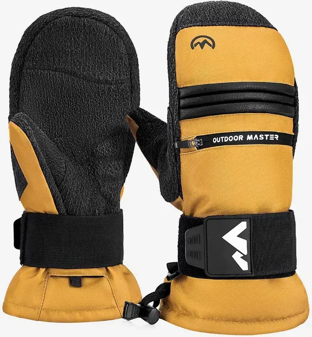 OutdoorMaster 3M & KEVLAR wasserdichte Fäustlinge für Erwachsene Herren & Damen Braun Größe M