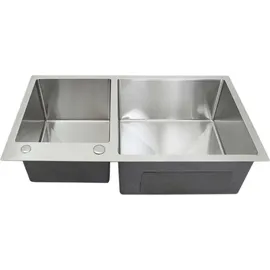 MONSTER SHOP Edelstahl Küchenspüle Spülbecken Doppelspüle Einbauspüle Zwei Waschbecken 82cm