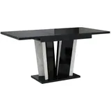 Home Collective Esstisch, Schwarz Hochglanz, Holzwerkstoff, Rechteckig, 80x75x160 cm, Esszimmer, Tische, Esstische