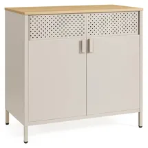 Songmics Aufbewahrungsschrank Holz 40 x 80 x 76 cm Sandbeige/Naturbeige