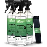 bio-chem Bremsenreiniger Spray - 3X 750 ml + Tuch - für Auto, Motorrad und Fahrrad I Leistungsstarker Entfetter für Scheibenbremsen I Geeignet als Ketten-Reiniger, Motorreiniger und Fettlöser