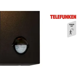 Telefunken Außenleuchte Aluminium, Glas, Metall 16,5x9,5x15,5 cm inkl. Bewegungsmelder schwarz