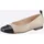 Heine Ballerina HEINE, Damen, Gr. 42, beige (sand, schwarz), Glattleder, Lackleder, Leder, Rindsleder, Schuhe Ballerina