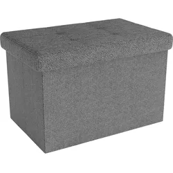 Intirilife Faltbare Sitzbank 49x30x30 cm in FELS GRAU - Sitzwürfel Fußhocker Sitzhocker mit Stauraum und Deckel aus Stoff mit Mulden