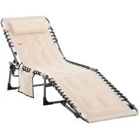 Outsunny Sonnenliege, Beige, Metall, 57x30x188 cm, Gartenmöbel, Gartenliegen