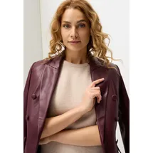 LASCANA Lederimitat-Blazer LASCANA, Damen, Gr. 46, rot (bordeaux), Web, Obermaterial: 100% Polyester. Beschichtung: 100% Polyurethan. Futter: 100% Polyester, unifarben, tailliert Po-bedeckend, Blazer, mit Reverskragen, taillierter Damenblazer, Business-Look
