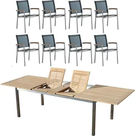 aleos Gartengarnitur 8-tlg. Weiß