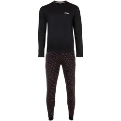 BOSS Herren Schlafanzug, lang - Relax Long Set, Pyjama, Geschenkbox, Interlock Schwarz 2XL