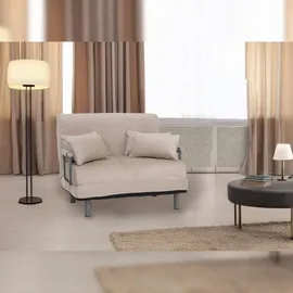 Mendler Schlafsessel HWC-K29, Klappsessel Schlafsofa Gästebett, Liegefläche 190x100cm, Stoff Chenille (370g/m2) ~ creme