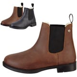 SUEDWIND FOOTWEAR© Chelsea Boot »Nova Jodhpur Winter« | Bequeme Stiefelette aus Echtleder | Schuh Schlupf Stiefel in Waxy-Oily Rindsleder | Robuste Gummisohle | Teddyfell | Braun 46 - 46 EU