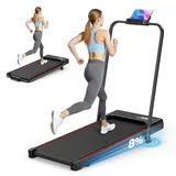 HomeFitnessCode Laufband Klappbar mit Neigung - Walking Pad für Zuhause Laufpad mit Steigung Walkpad Untertisch Elektrisch 1-8 KMH Klein Walking Band Gehband, Schwarz