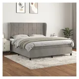 vidaXL Boxspringbett mit Matratze Hellgrau 180x200 cm Samt
