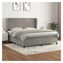 vidaXL Boxspringbett mit Matratze Hellgrau 180x200 cm Samt
