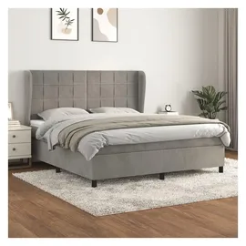 vidaXL Boxspringbett mit Matratze Hellgrau 180x200 cm Samt