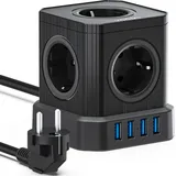 voomy Mehrfachsteckdose 2 m Schwarz 1 St.