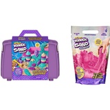 Kinetic Sand Meerjungfrauen Koffer - mit 1 kg original 3 Farben, 6 Förmchen, 1 Schaufel für kreatives Indoor-Sandspiel, ab 3 Jahren & Schimmersand Crystal Pink, 907 g - rosa ab 3 Jahren