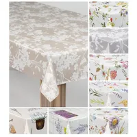 Laro Wachstuch-Tischdecke Wachstischdecke Gartentischdecke, Muster:Blumenornament Beige Weiß, Größe:118x220