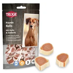 Trixie PREMIO Fish Chicken Rolls, Hundeleckerli mit Hühnchen und Seelachs, 75g
