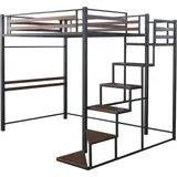Habitat et Jardin Hochbett Lena 140 x 200 cm Metall schwarz walnussbraun