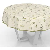 ANRO Tischdecke Wachstuch abwaschbar Canada Ø 120 cm Beige