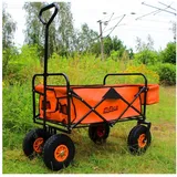 TRUTZHOLM Bollerwagen Bollerwagen faltbar mit Vollgummi Rädern, Hecktasche und Teleskopgriff orange