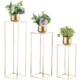 Inweder Säulenvasen für Tische: Blumenständer aus Metall, 3 weiße Hochboden-Vasen, rechteckiges geometrisches Blumenregal für Hochzeiten, Veranstaltungen, Partys, Zuhause