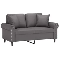 VidaXL 2-Sitzer-Sofa mit Zierkissen Grau 120 cm Kunstleder