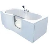 AcquaVapore Badewanne Seniorenwanne mit Tür S12-EH-R Badewanne 85x170cm, Schnelle Reinigung, Überlauf Abfluss weiß