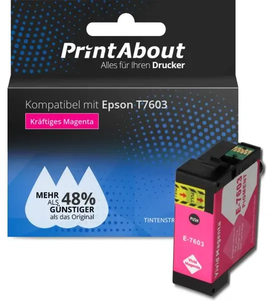 Druckerpatrone kompatibel mit Epson T7603 - Kräftiges Magenta