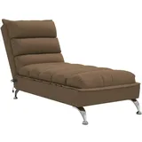 vidaXL Massage Chaiselongue mit Kissen, Liegesessel mit Sperrholzlatten Metallbeine, Relaxliege für Wohnzimmer, Liegestuhl, Braun Stoff